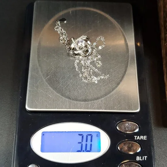 18 Inch 925 Sterling Silver Knot Cubic Zirconia Pendant Necklace - Picture 8 of 8